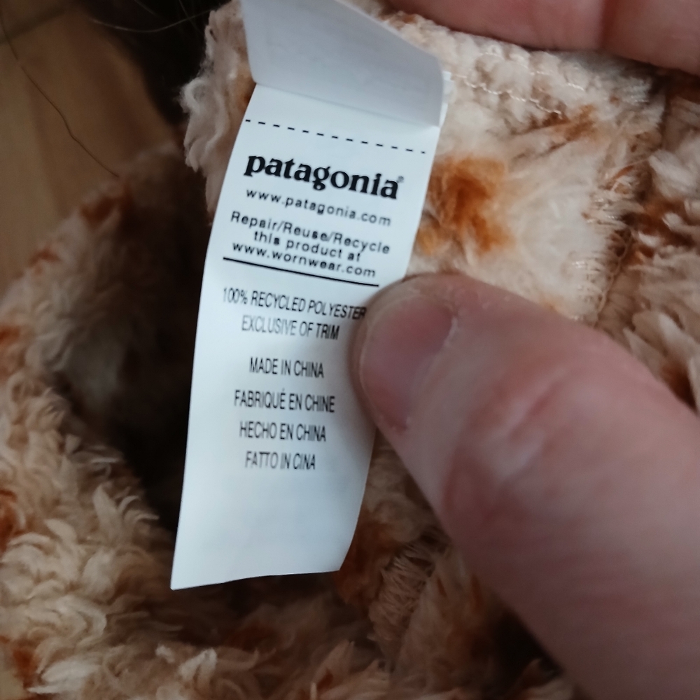 PATAGONIA Baby Furry Friends Fleece HatCream Brown Size 18-24 Months Spotted - Picture 7 of 7